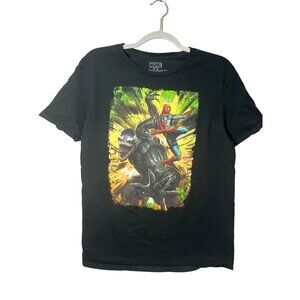 Marvel Spider-Man Vs Venom Black Graphic T-Shirt Mens Medium 100% Cotton